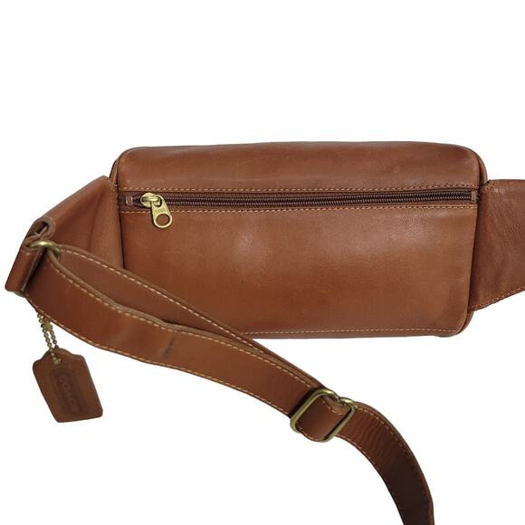 Vintage Coach Fanny Pack Brown Leather Waist Pouch Bum Belt Bag Adjustable Small - Picture 5 of 16